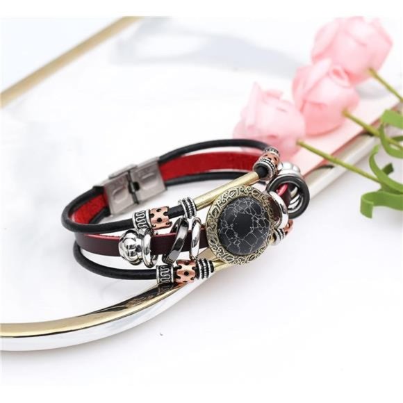 Leather Bracelets for Women Multilayer Bracelets for Women with Genuine Leather - Picture 5 of 6